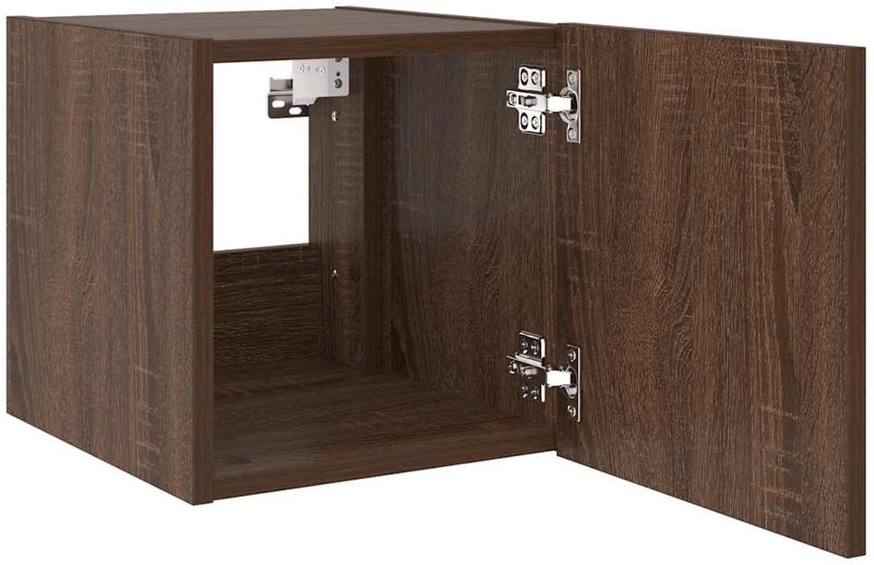 TV staliukas Sieninės TV spintelės su LED, 2vnt., rudos, 30,5x35x30cm