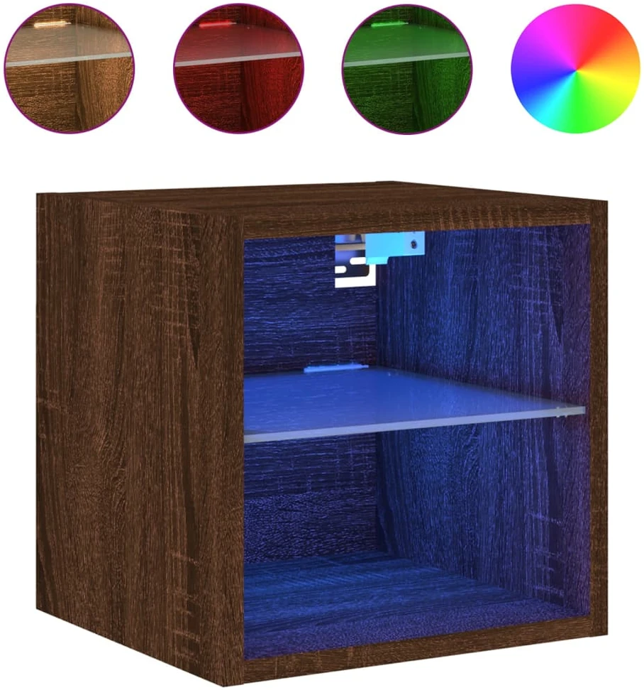 TV staliukas Sieninės TV spintelės su LED, 2vnt., rudos ąžuolo, 30x28,5x30cm