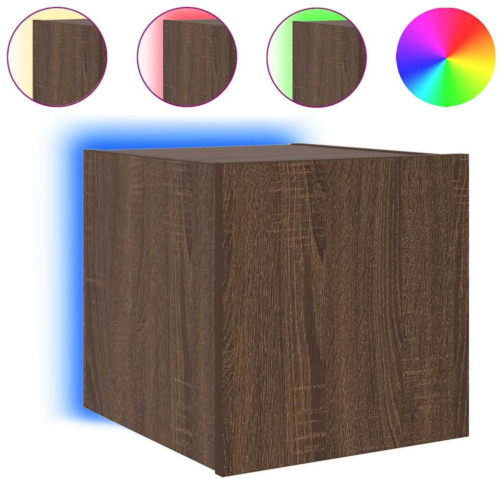 TV staliukas Sieninės TV spintelės su LED, 2vnt., rudos, 30,5x35x30cm