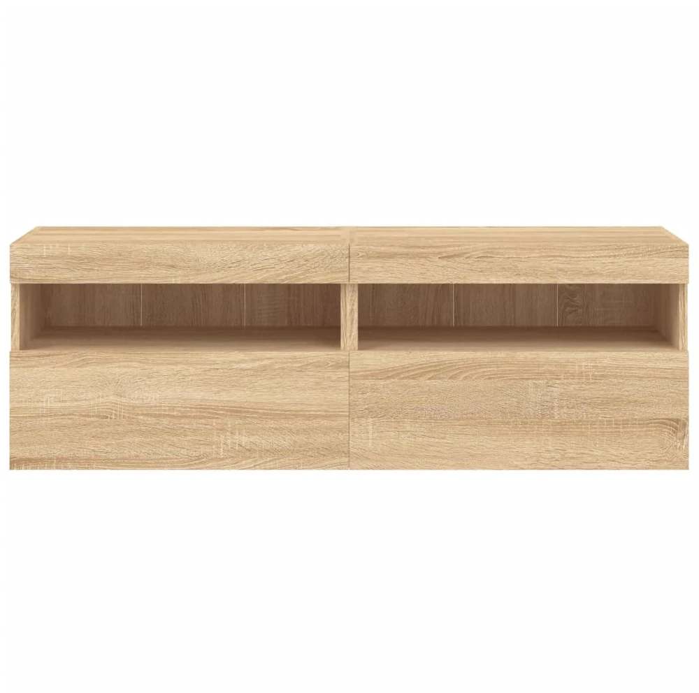 TV staliukas Sieninės TV spintelės su LED, 2vnt., sonoma ąžuolo, 60x30x40cm
