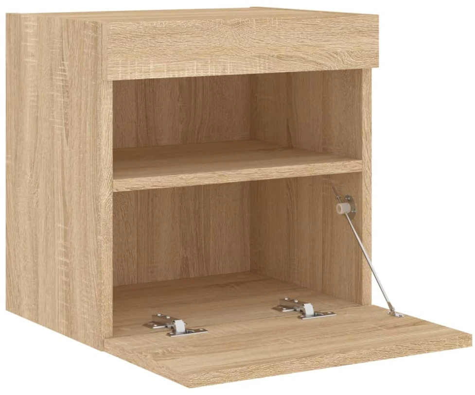 TV staliukas Sieninės TV spintelės su LED, 2vnt., sonoma ąžuolo, 40x30x40cm