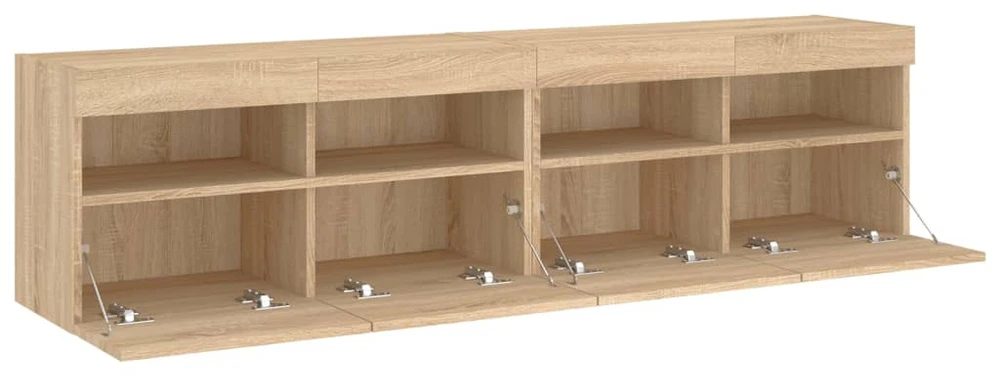 TV staliukas Sieninės TV spintelės su LED, 2vnt., sonoma ąžuolo, 80x30x40cm
