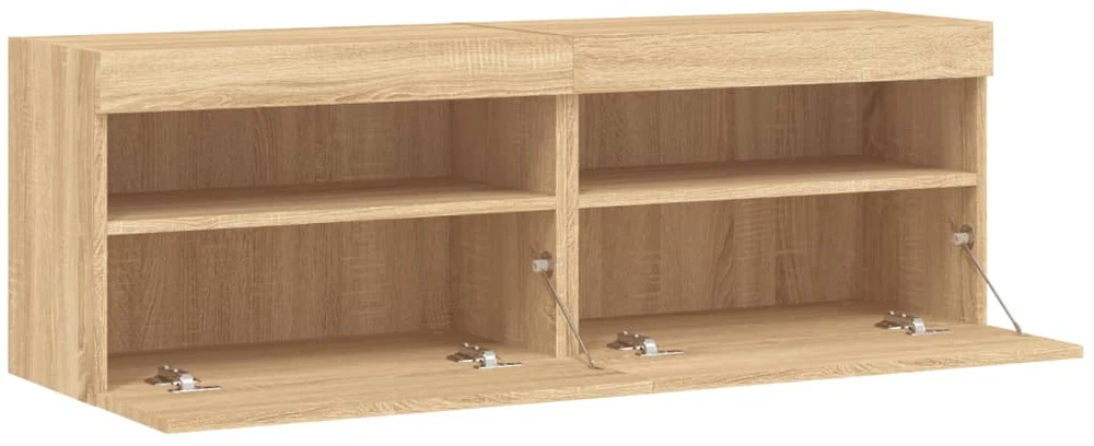 TV staliukas Sieninės TV spintelės su LED, 2vnt., sonoma ąžuolo, 60x30x40cm