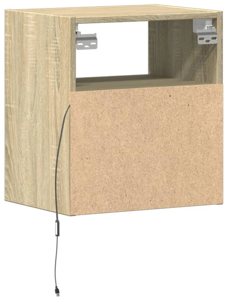 TV staliukas Sieninės TV spintelės su LED, 2vnt., sonoma ąžuolo, 41x31x45cm