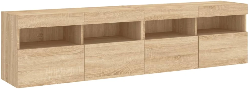 TV staliukas Sieninės TV spintelės su LED, 2vnt., sonoma ąžuolo, 80x30x40cm