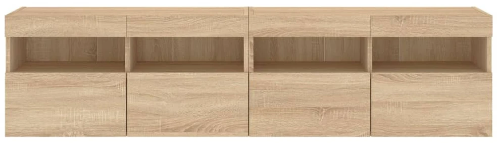 TV staliukas Sieninės TV spintelės su LED, 2vnt., sonoma ąžuolo, 80x30x40cm