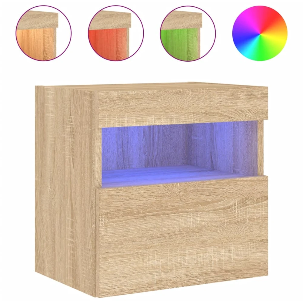 TV staliukas Sieninės TV spintelės su LED, 2vnt., sonoma ąžuolo, 40x30x40cm