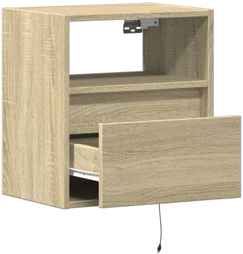 TV staliukas Sieninės TV spintelės su LED, 2vnt., sonoma ąžuolo, 41x31x45cm