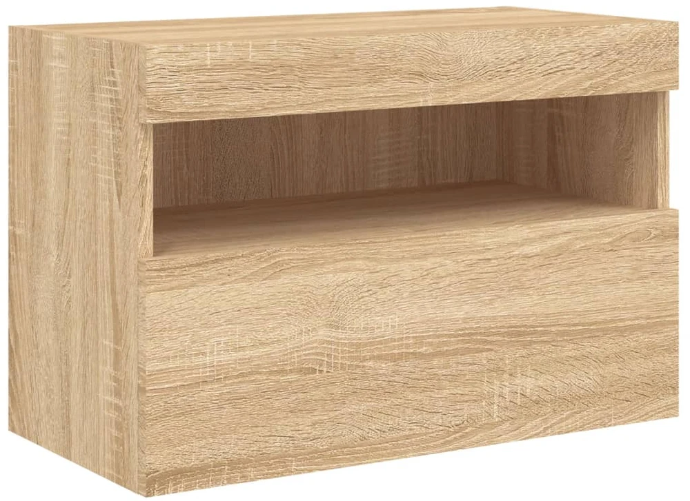 TV staliukas Sieninės TV spintelės su LED lemputėmis, 7vnt., ąžuolo spalvos