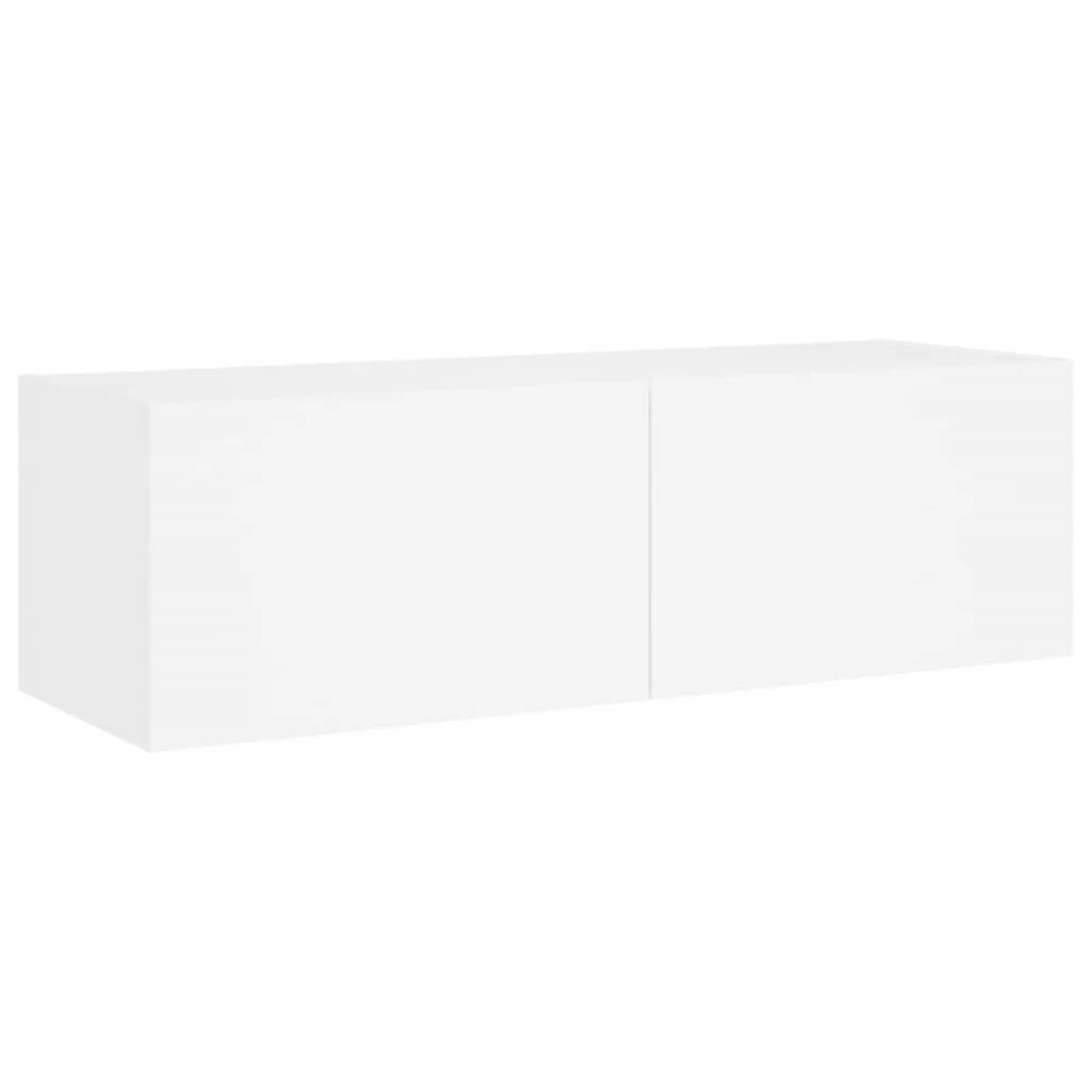 TV staliukas Sieninės TV spintelės su LED lemputėmis, 5 dalių, baltos