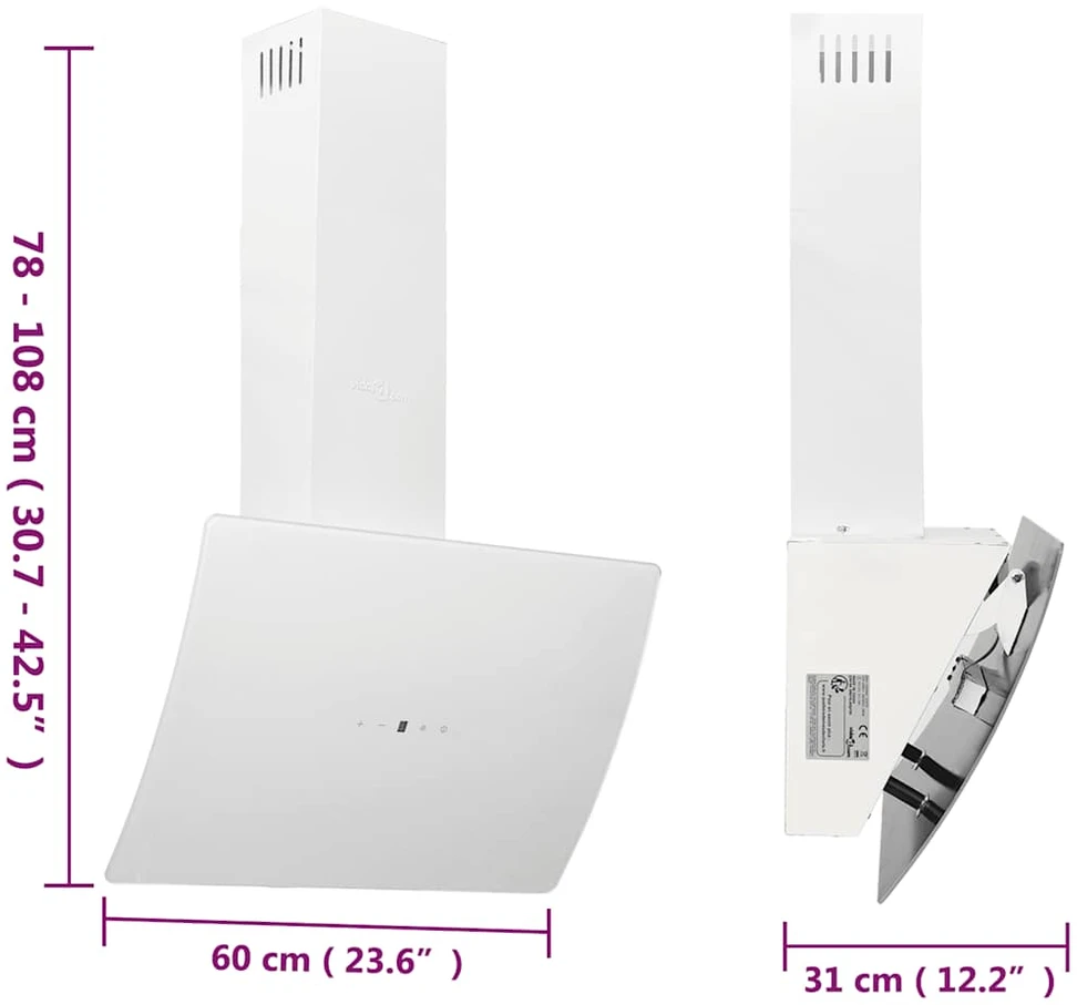 Sieninis gartraukis, baltas, 60cm, plienas ir grūdintas stiklas