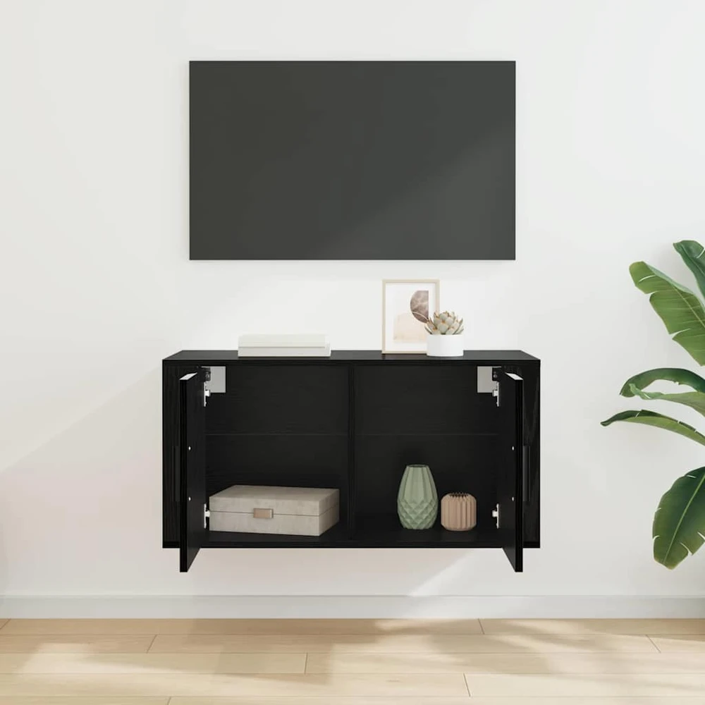 TV staliukas Sieninis televizoriaus kabinetas 80 x 34.5 x 40 cm juoda ąžuolo