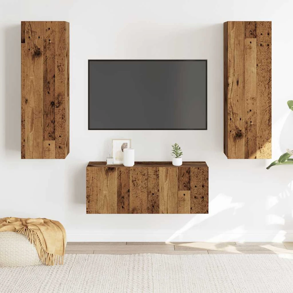 TV staliukas Sieninis televizoriaus spintelės komplektas, 3 dalių