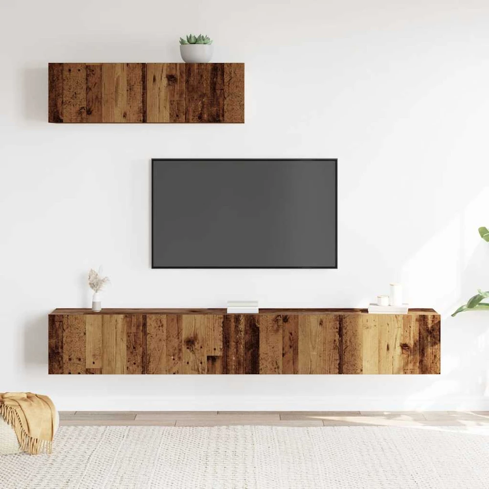 TV staliukas Sieninis televizoriaus spintelės komplektas, 3 dalių