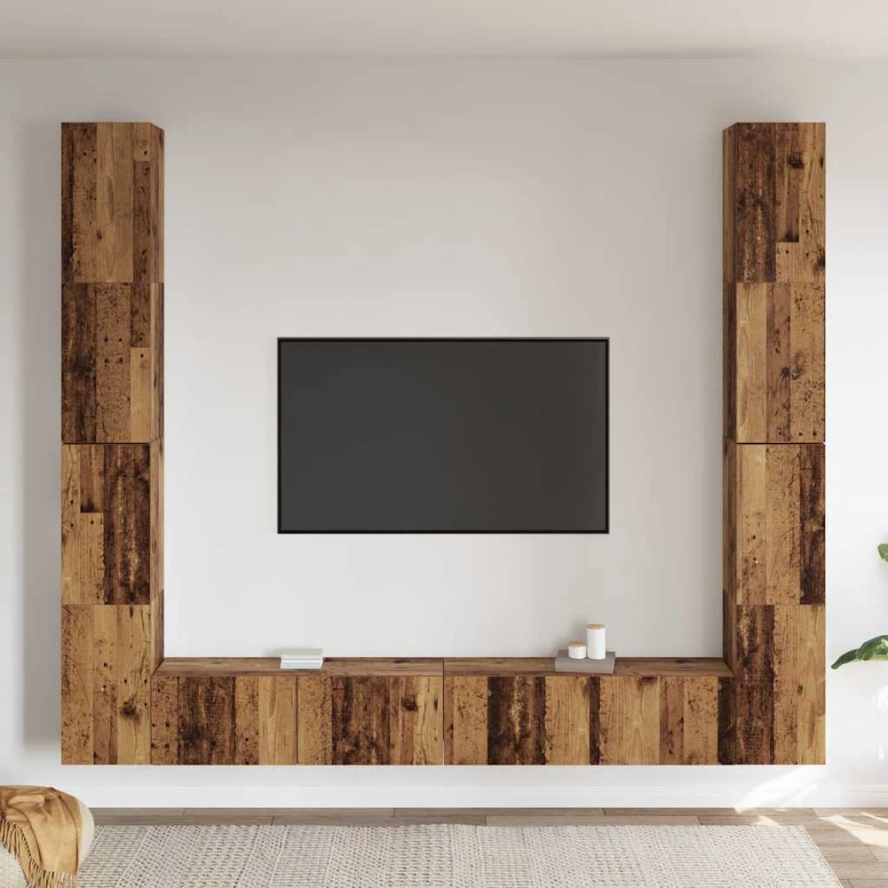 TV staliukas Sieninis televizoriaus spintelės komplektas, 6 dalių