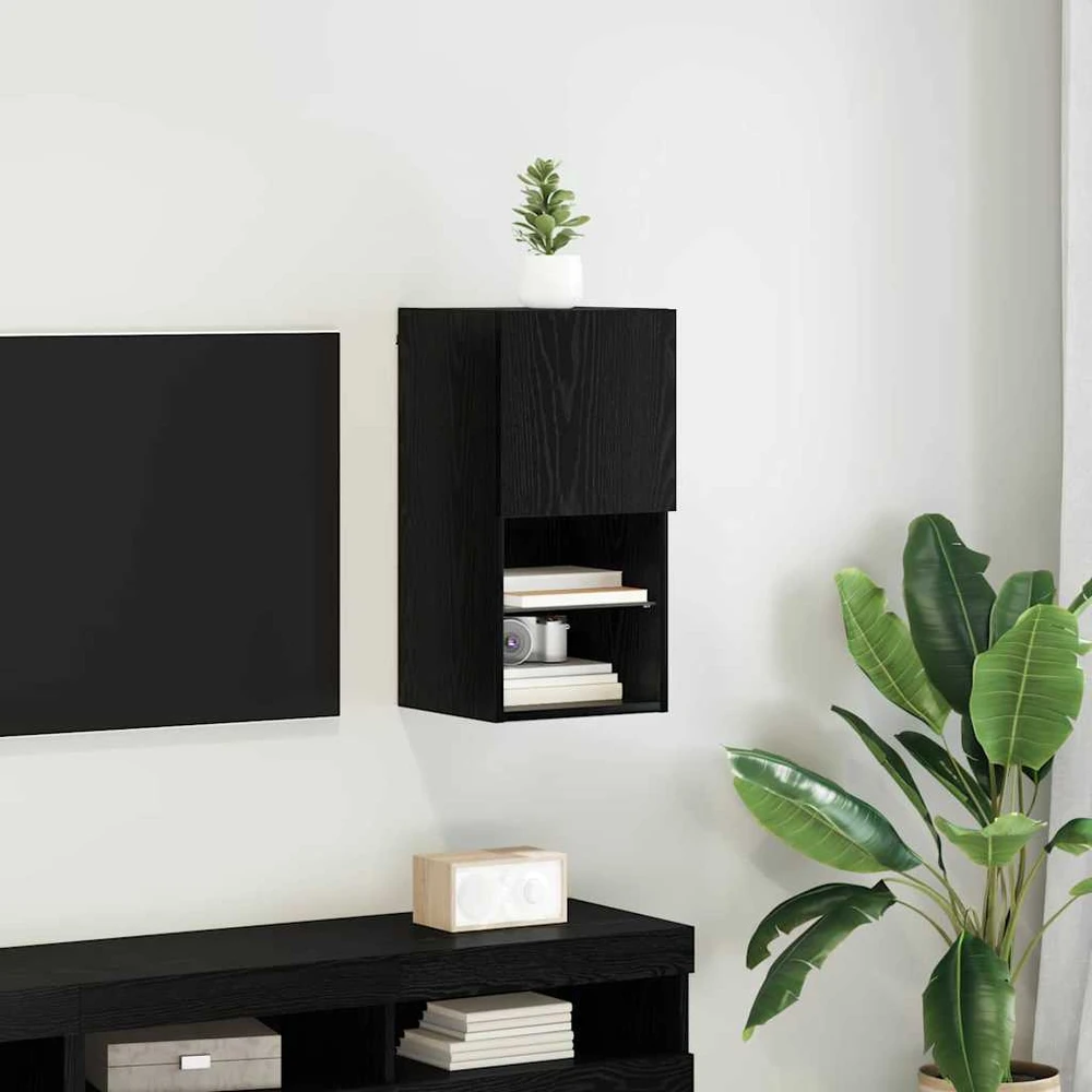 TV staliukas Sieninis televizoriaus stovas 30,5 x 30 x 60 cm Juodas ąžuolas