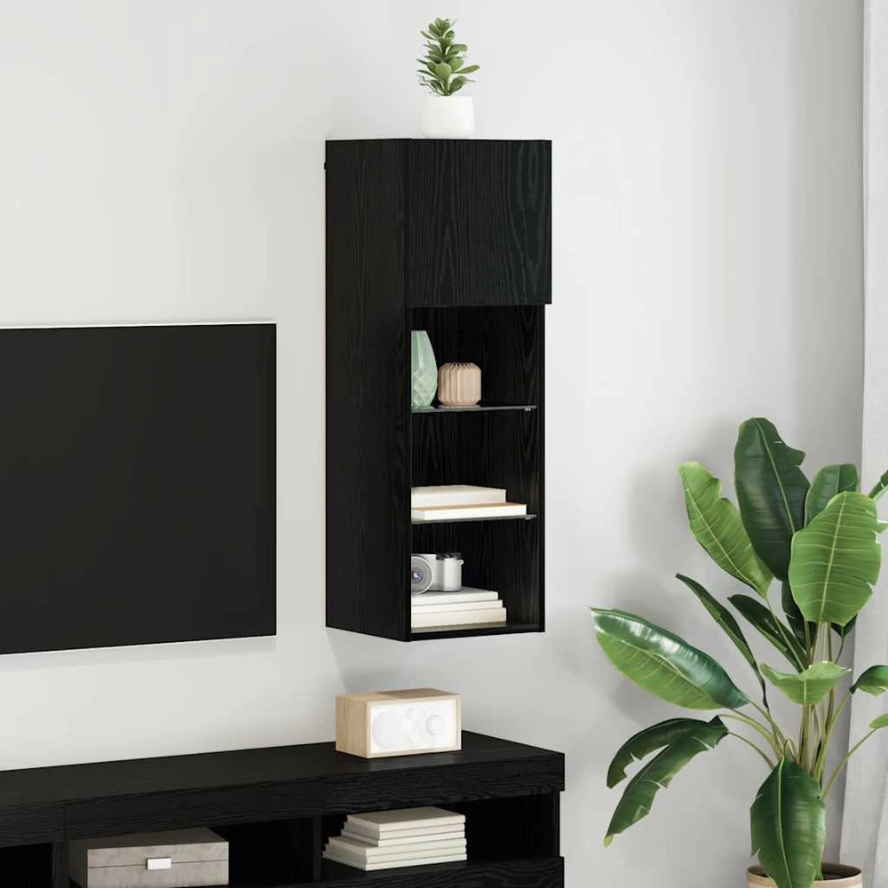 TV staliukas Sieninis televizoriaus stovas 30,5 x 30 x 90 cm Juodas ąžuolas
