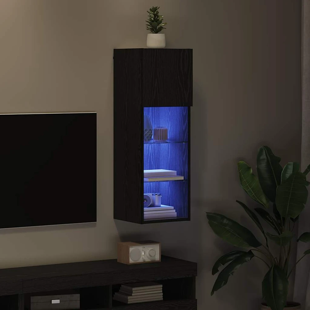 TV staliukas Sieninis televizoriaus stovas 30,5 x 30 x 90 cm Juodas ąžuolas