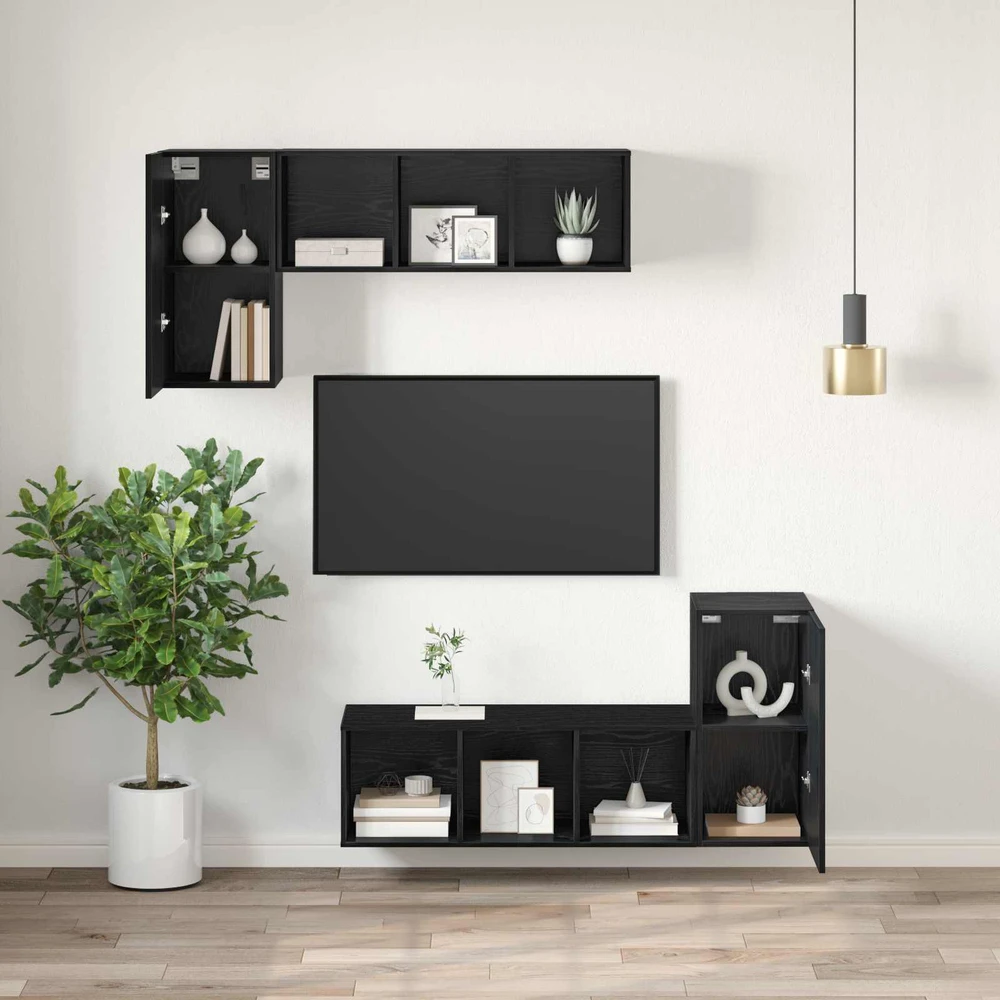 TV staliukas Sieninis televizoriaus stovas 30,5 x 30 x 60 cm Juodas ąžuolas