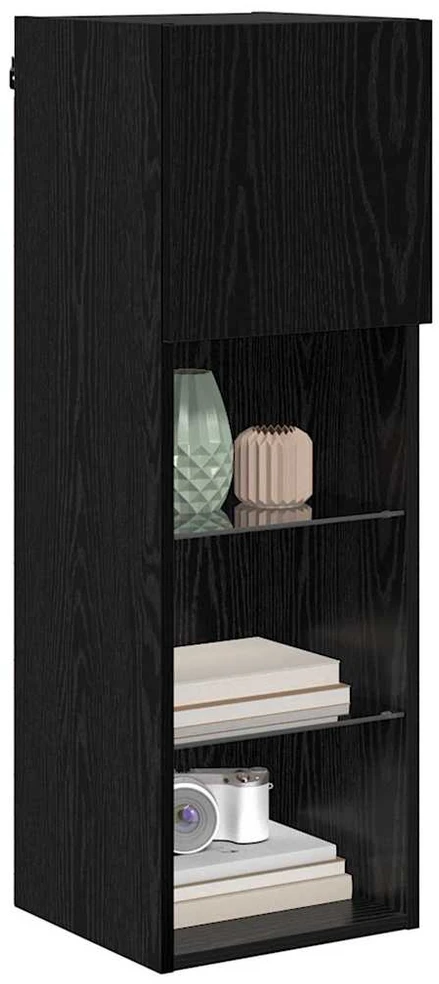 TV staliukas Sieninis televizoriaus stovas 30,5 x 30 x 90 cm Juodas ąžuolas