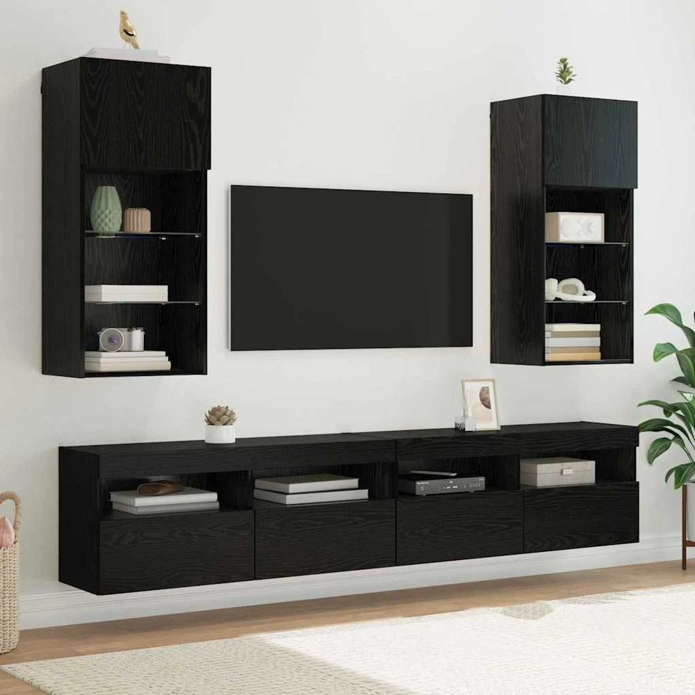 TV staliukas Sieninis televizoriaus stovas 40,5 x 30 x 90 cm Juodas ąžuolas