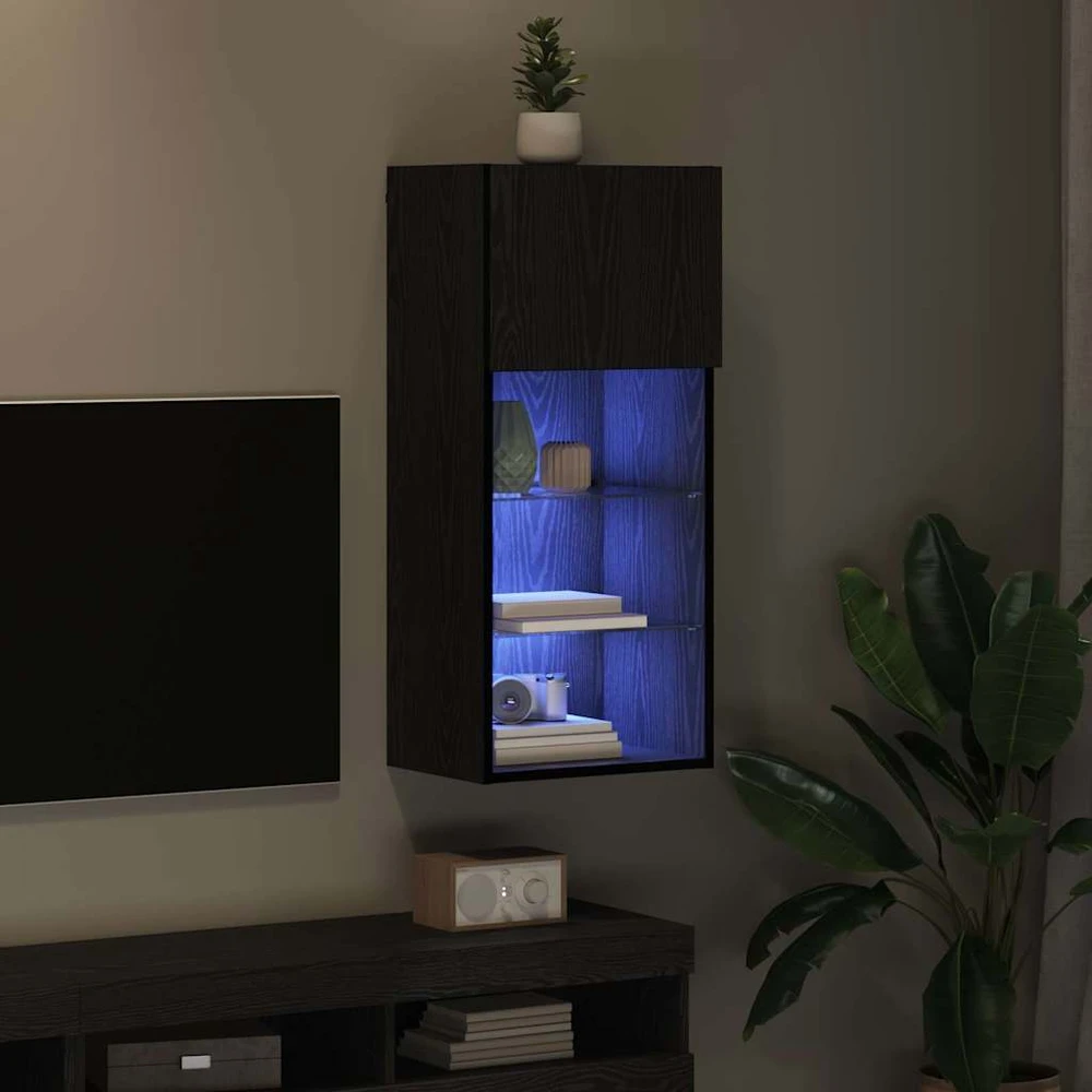 TV staliukas Sieninis televizoriaus stovas 40,5 x 30 x 90 cm Juodas ąžuolas