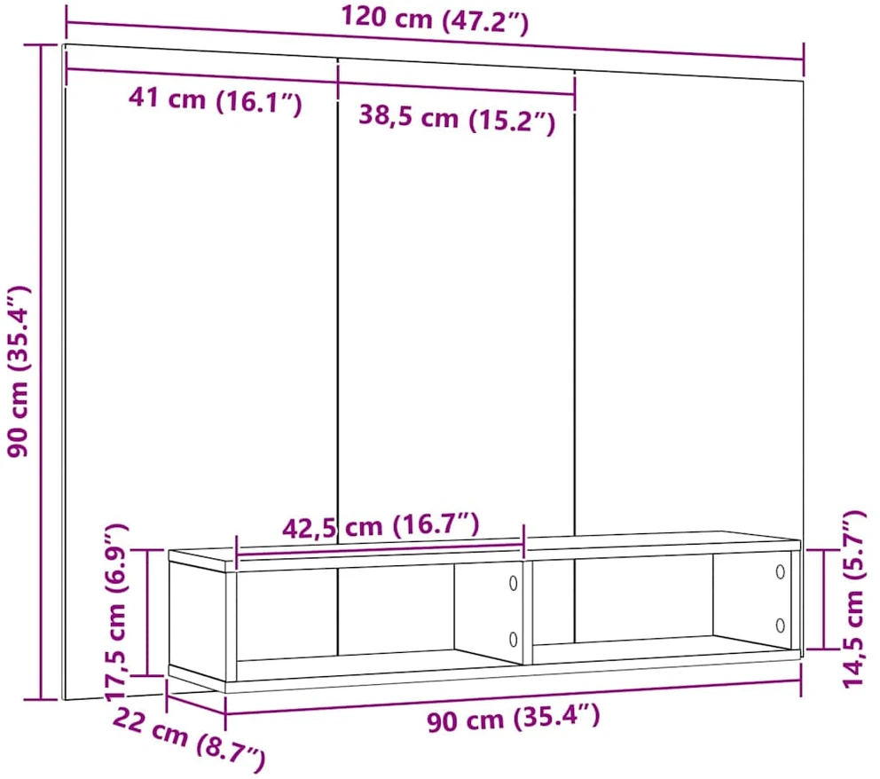 TV staliukas TV spintelių komplektas 120 x 23,5 x 90 cm Amatininkų ąžuolas