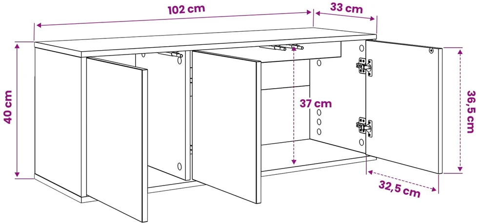 Sieninis televizoriaus stovas LOCHEM 102 x 33 x 40 cm