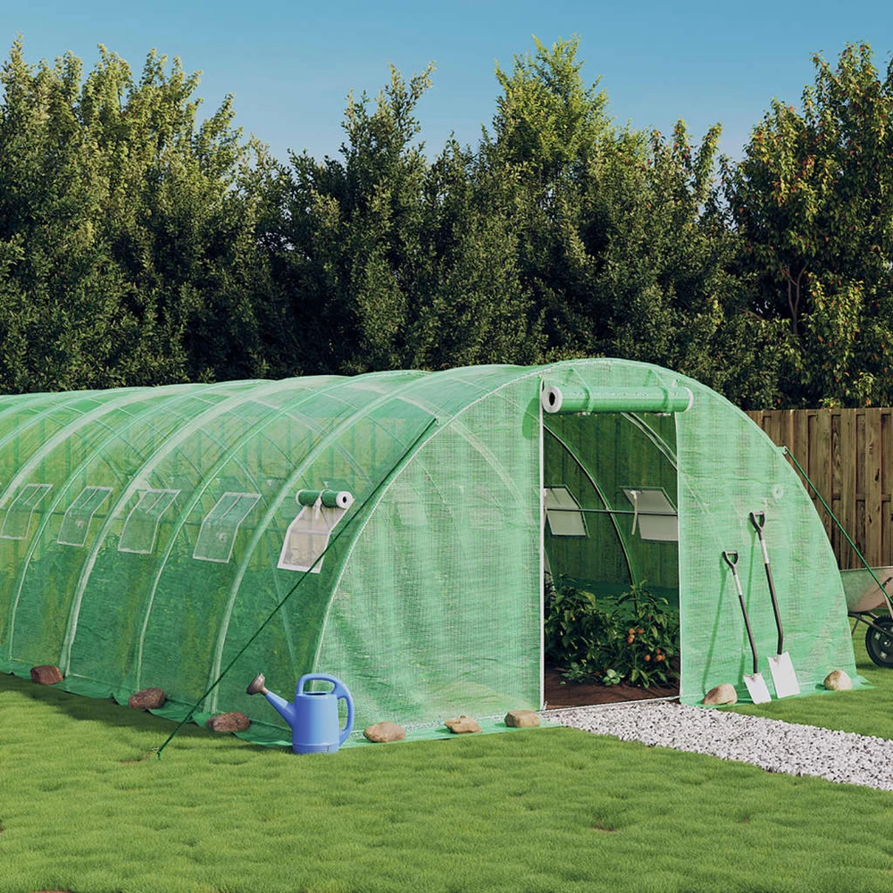 Šiltnamis su plieno rėmu, žalios spalvos, 6x4x2m, 24m²