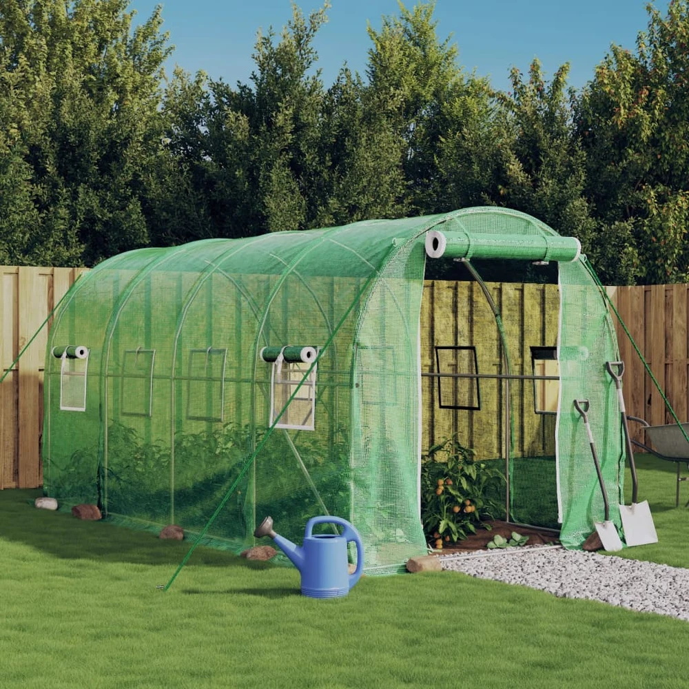 Šiltnamis su plieno rėmu, žalios spalvos, 4x2x2m, 8m²