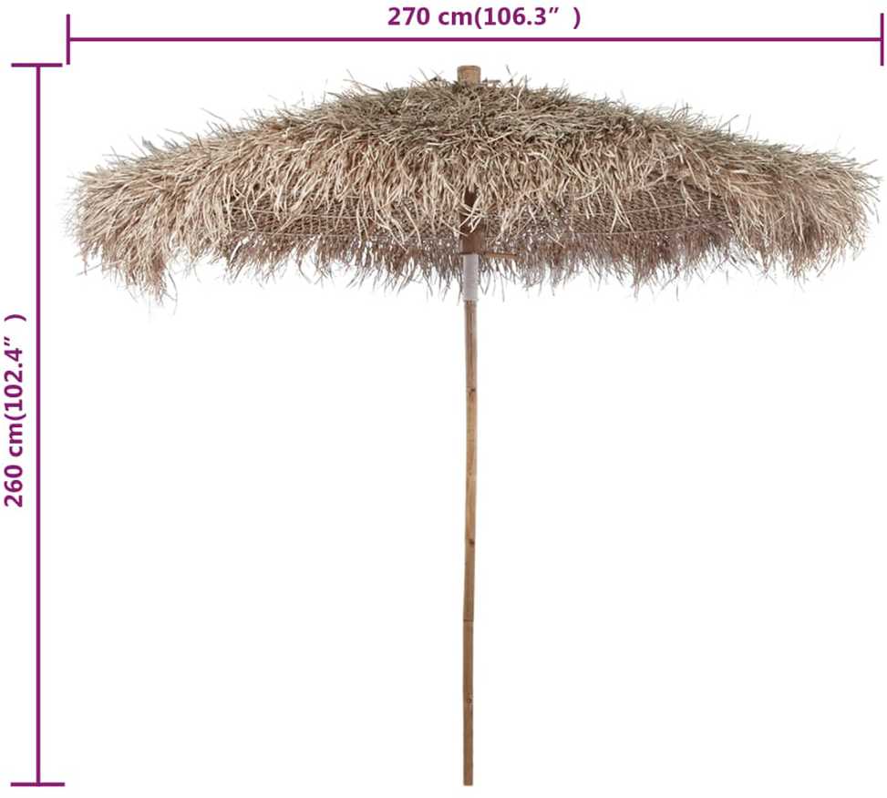 Skėtis nuo saulės, 270cm, bambukas, su stogu iš bananų lapų