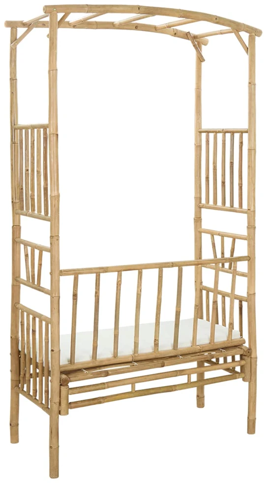 Sodo arka su suoliuku Kreminė balta 115 x 50 x 205 cm Bambukas