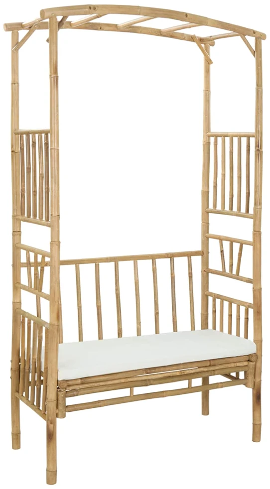 Sodo arka su suoliuku Kreminė balta 115 x 50 x 205 cm Bambukas