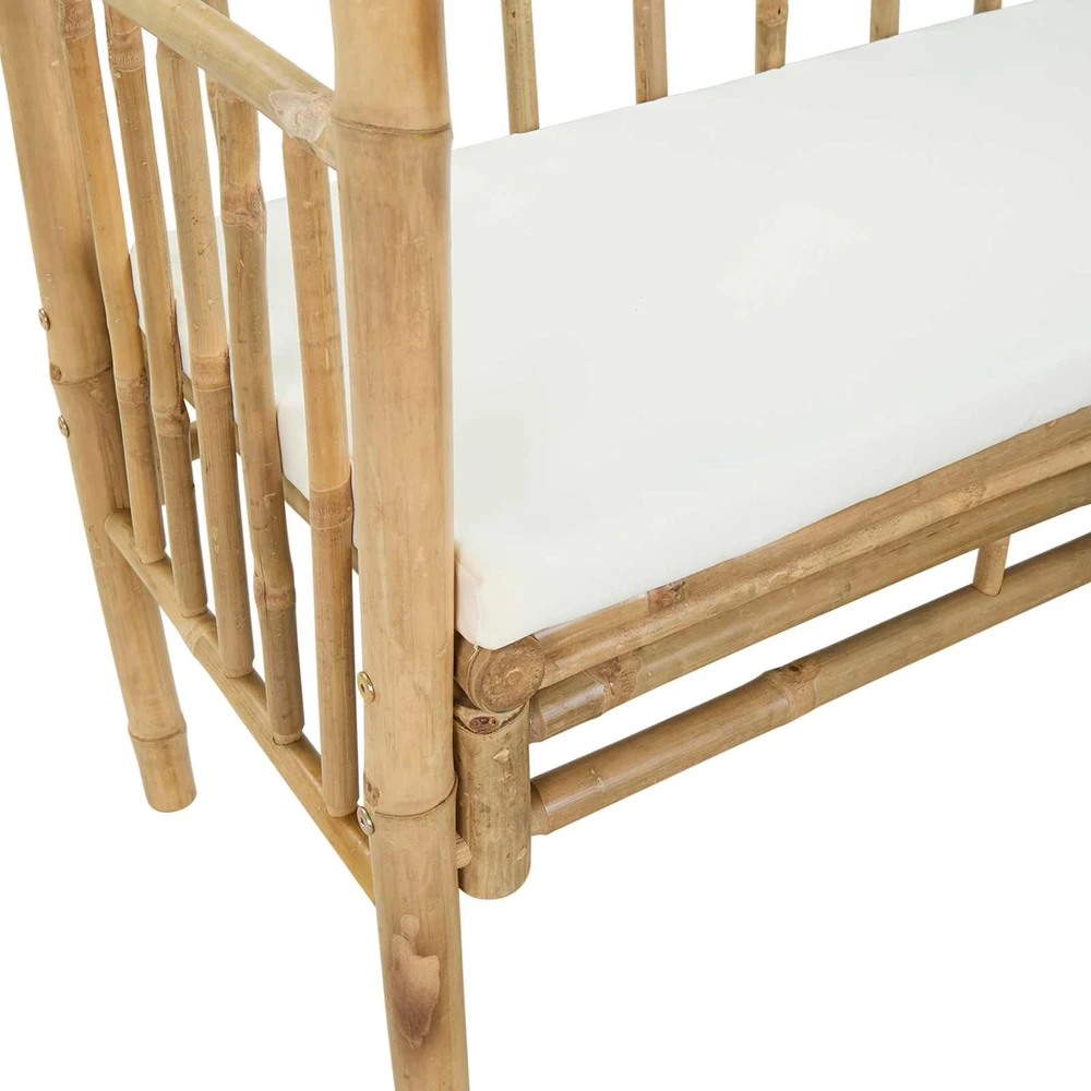 Sodo arka su suoliuku Kreminė balta 115 x 50 x 205 cm Bambukas