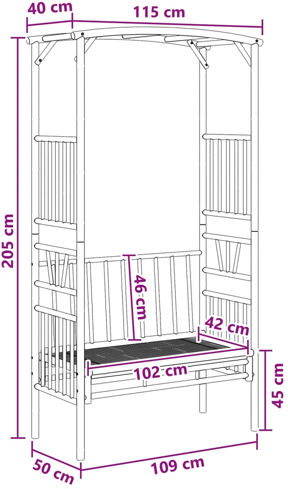 Sodo arka su suoliuku 115 x 50 x 205 cm Bambukas