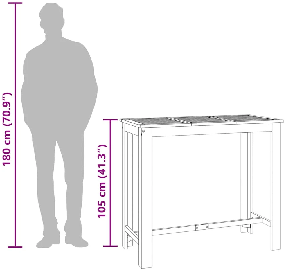 Sodo baro stalas, 120x60x105cm, akacijos medienos masyvas