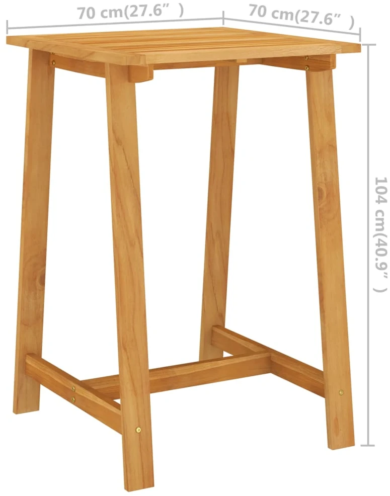 Sodo baro stalas, 70x70x104cm, akacijos medienos masyvas