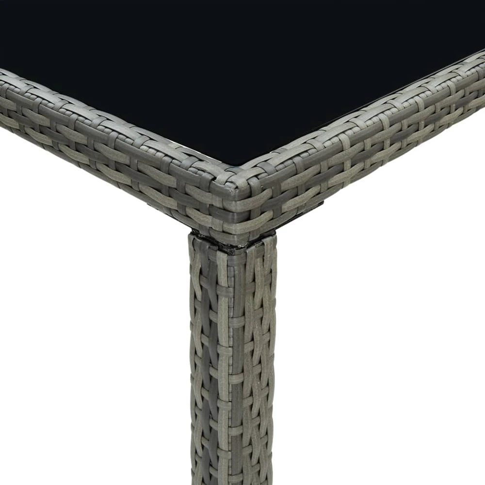 Sodo baro stalas, pilkas, 130x60x110cm, poliratanas ir stiklas