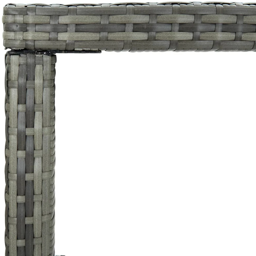 Sodo baro stalas, pilkas, 130x60x110cm, poliratanas ir stiklas