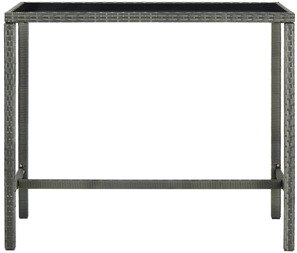 Sodo baro stalas, pilkas, 130x60x110cm, poliratanas ir stiklas