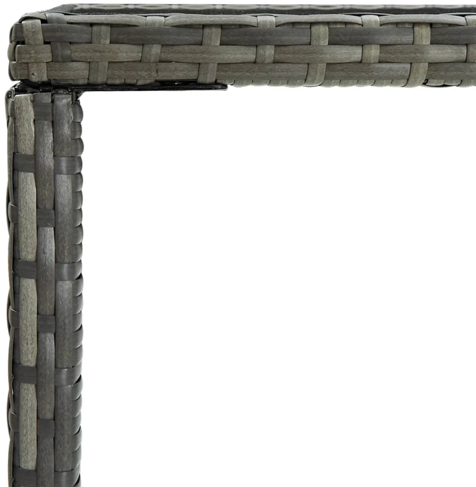 Sodo baro stalas, pilkas, 70x70x110cm, poliratanas ir stiklas