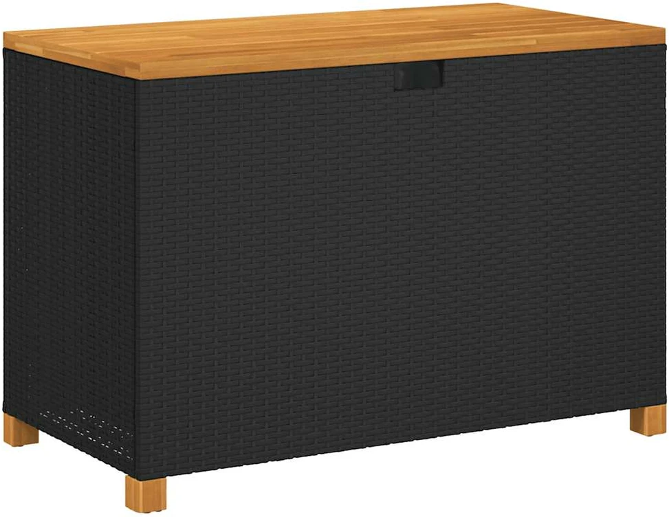 Sodo daiktadėžė, juoda, 110x55x63cm, poliratanas ir akacija