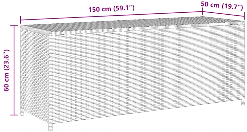 Sodo daiktadėžė, juoda, 150x50x60cm, poliratanas