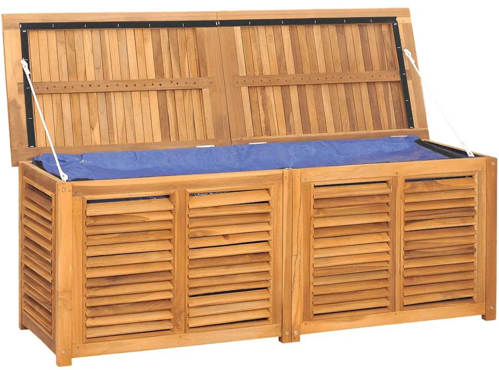 Sodo daiktadėžė su krepšiu, 150x50x53cm, tikmedžio masyvas