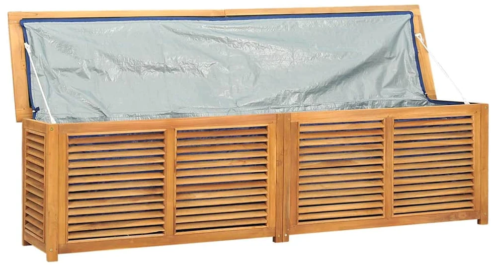 Sodo daiktadėžė su krepšiu, 200x50x53cm, tikmedžio masyvas