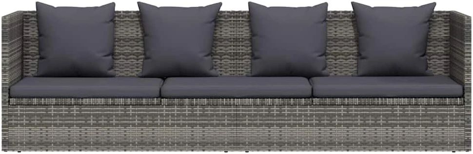Sodo gultas, pilkas, 200x60 cm, poliratanas