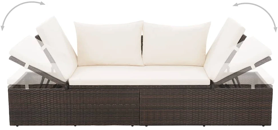 Sodo gultas, rudas, 195x60 cm, poliratanas