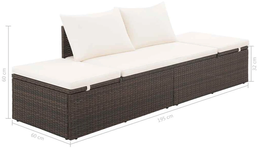 Sodo gultas, rudas, 195x60 cm, poliratanas