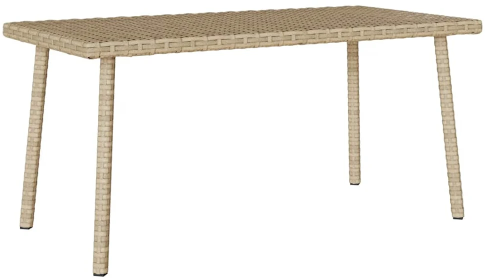 Lauko baldų komplektas sodo kavos staliukas stačiakampis smėlio spalvos 80x40x37 cm