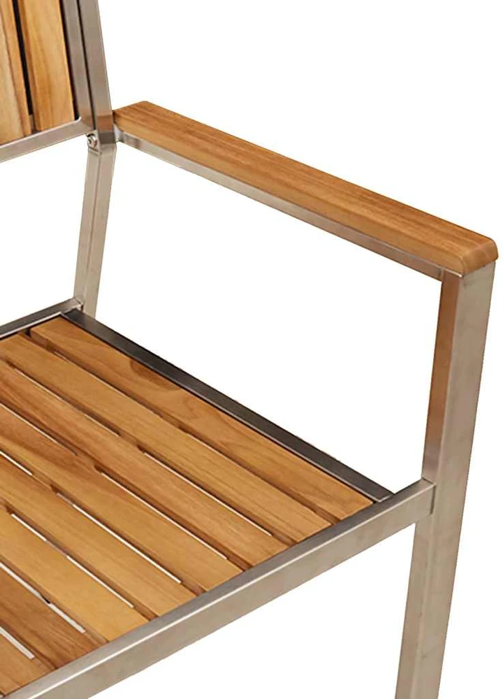 Sodo Kėdė 2 vnt. Kietas teak mediena ir nerūdijantis plienas